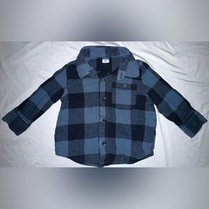 Old Navy Boys Collared Blue Plaid Flannel Shirt Size 18-24m